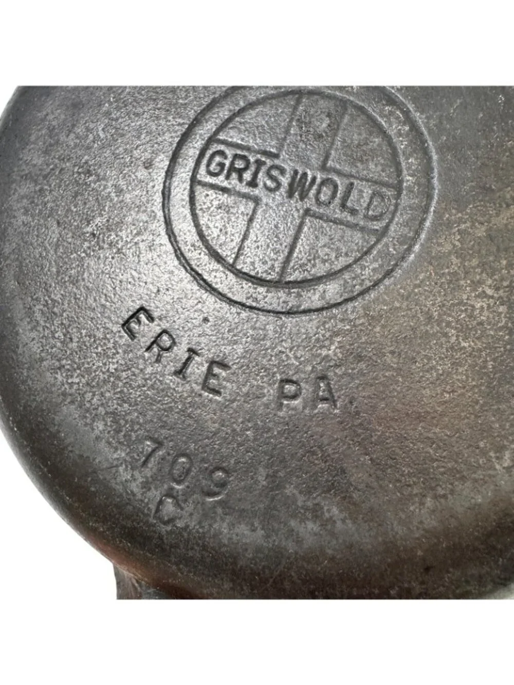 Small Griswold Cast Iron Skillet 3 Erie PA 709 C Vintage 1930s Flat Frying Pan